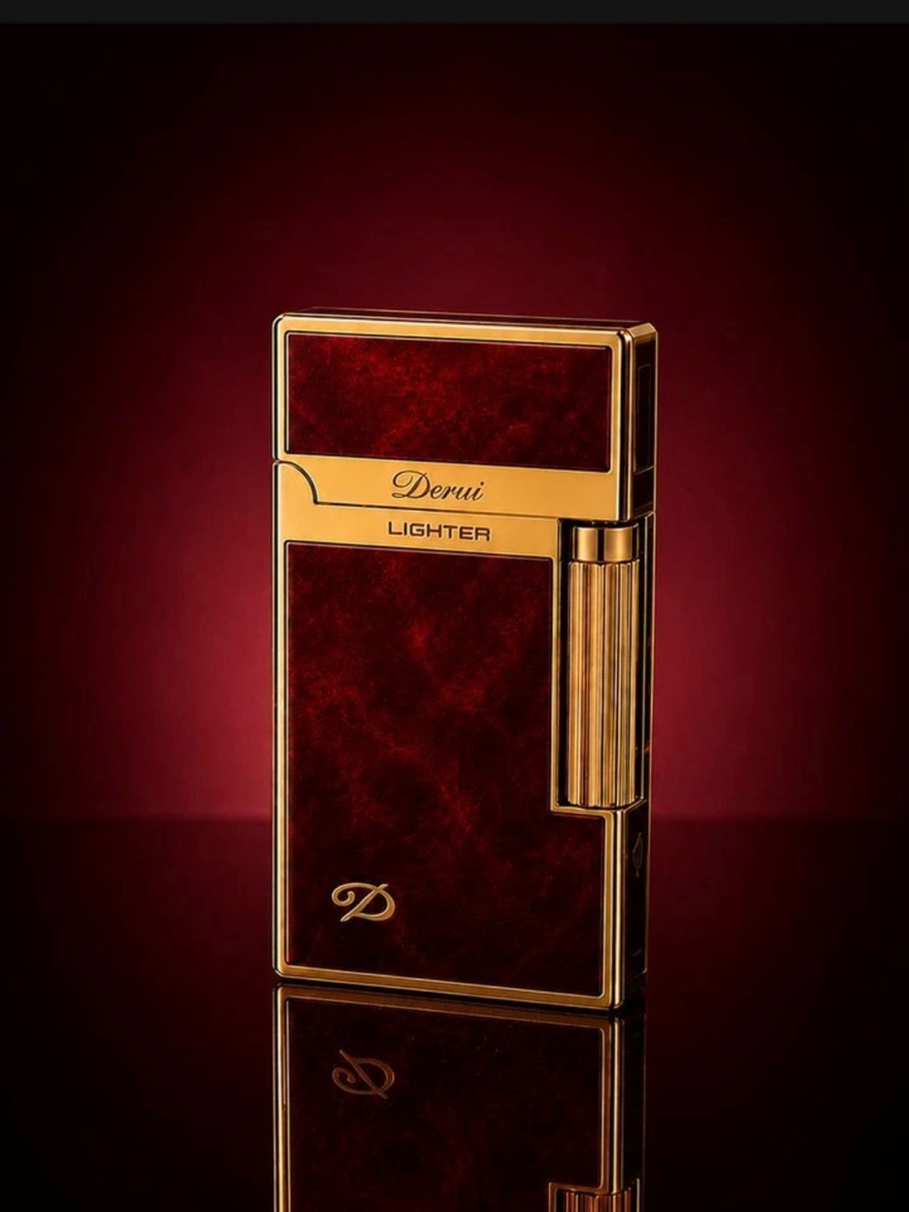 Men's Gold and Deep Red Luxury Lighter